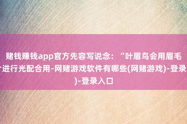 赌钱赚钱app官方先容写说念：“叶眉鸟会用眉毛叶片进行光配合用-网赌游戏软件有哪些(网赌游戏)-登录入口