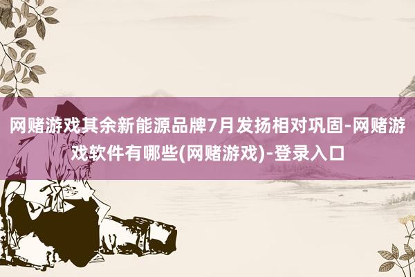网赌游戏其余新能源品牌7月发扬相对巩固-网赌游戏软件有哪些(网赌游戏)-登录入口