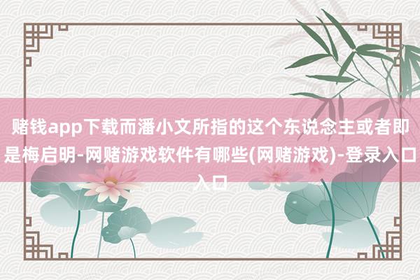 赌钱app下载而潘小文所指的这个东说念主或者即是梅启明-网赌游戏软件有哪些(网赌游戏)-登录入口